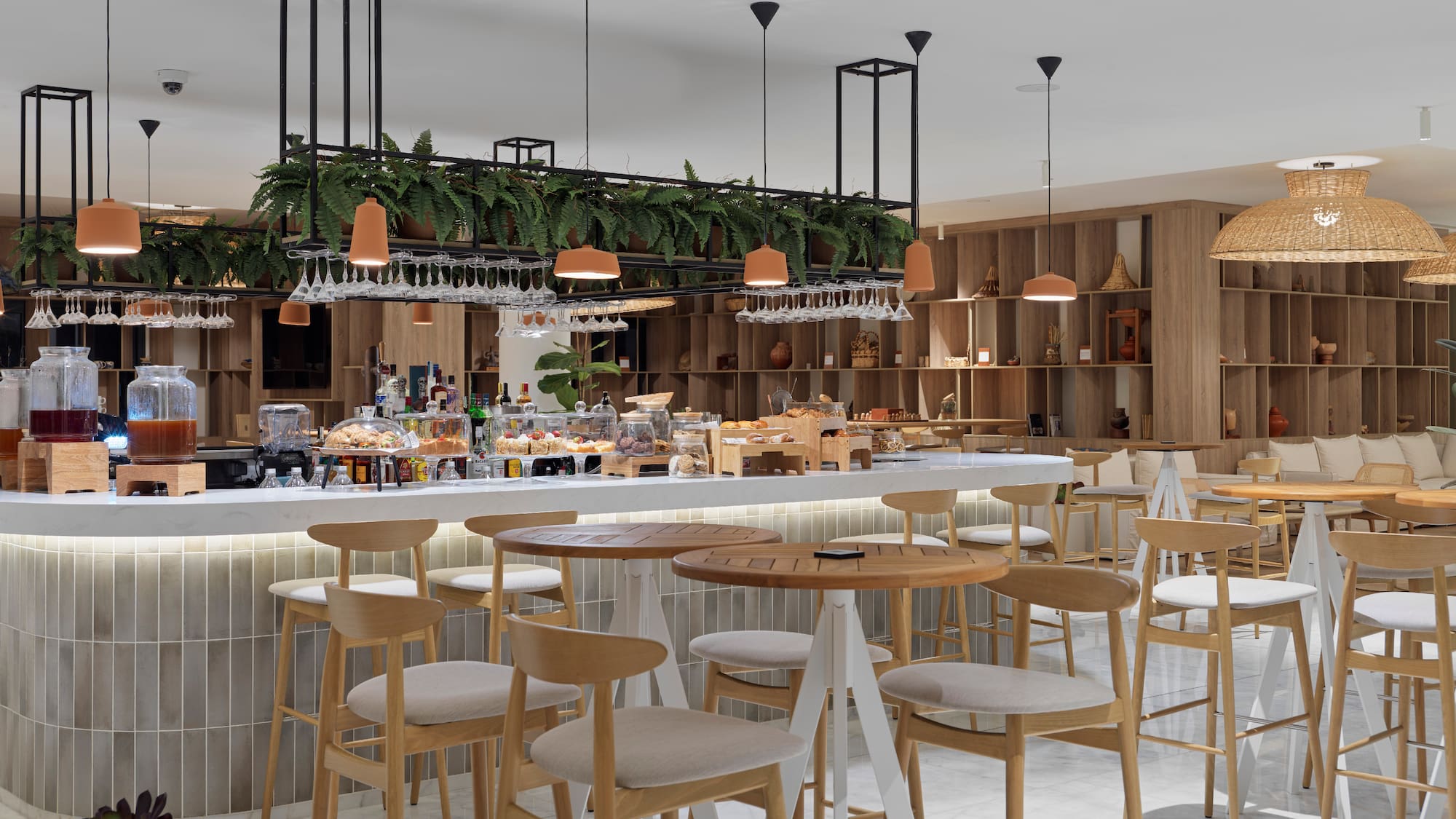 a restaurant with tables and chairs