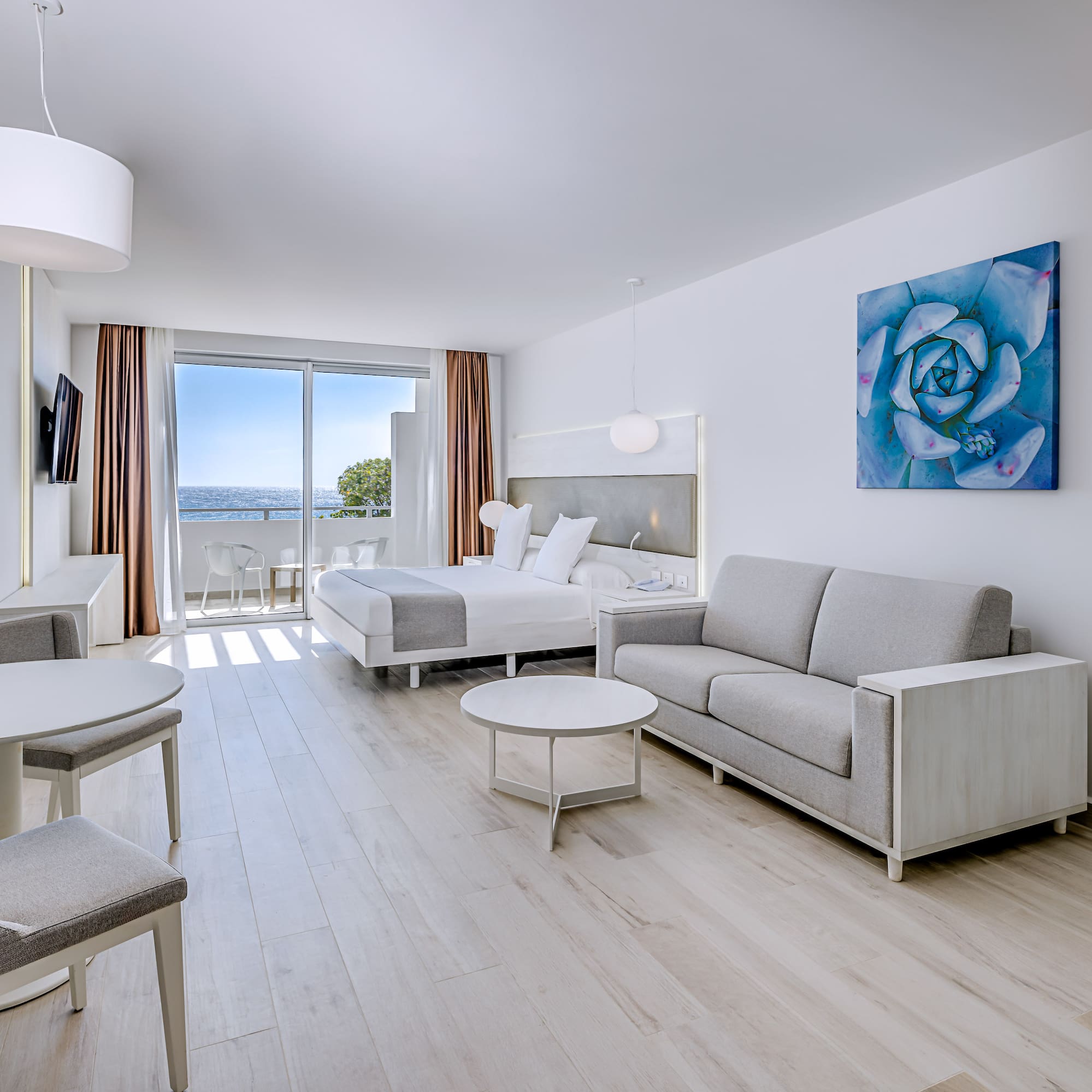 a room with a bed and a couch