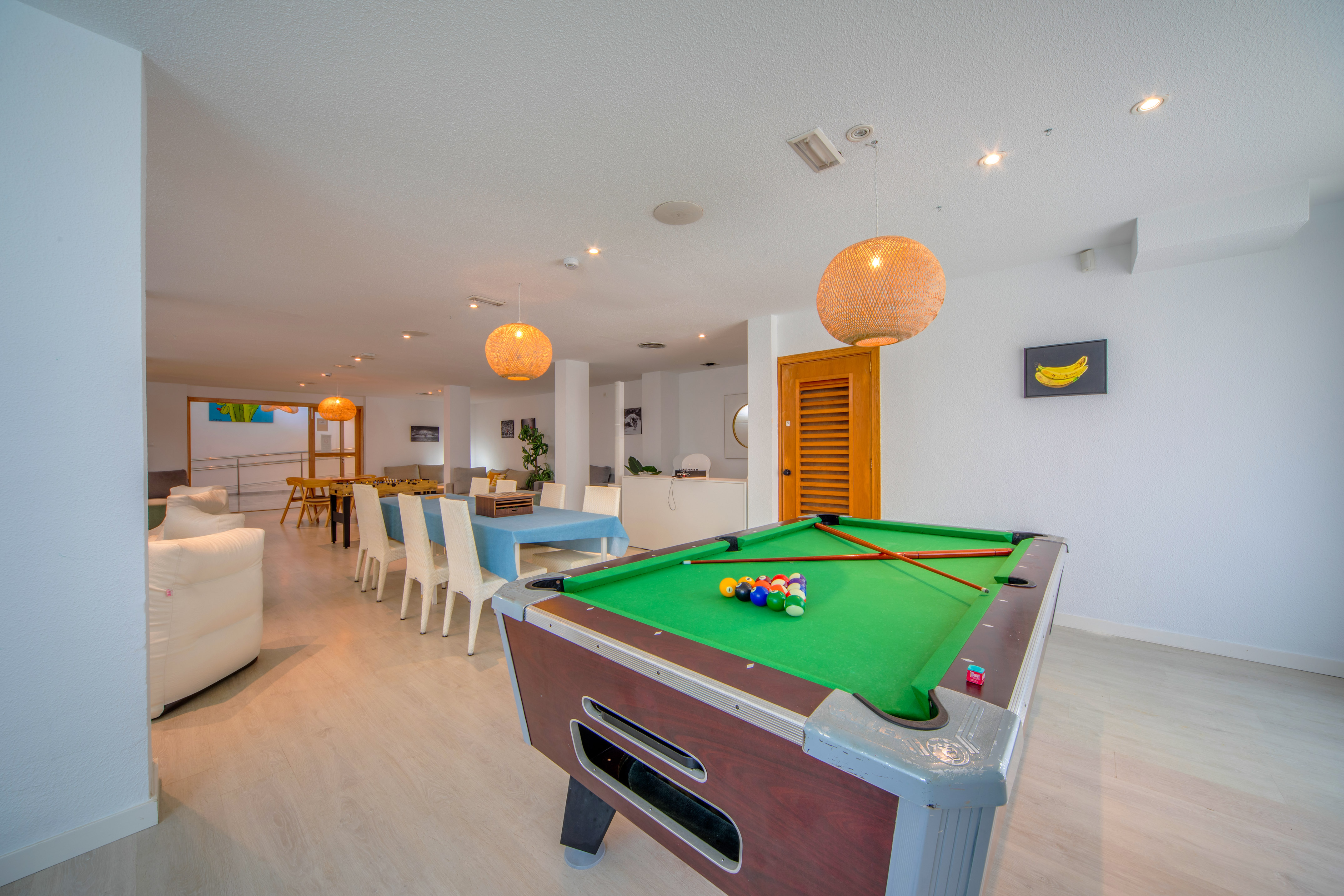 a pool table in a room