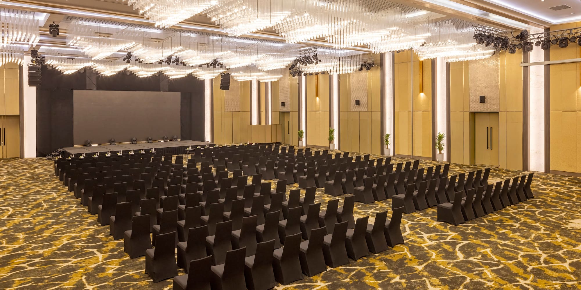 a room with chairs in rows