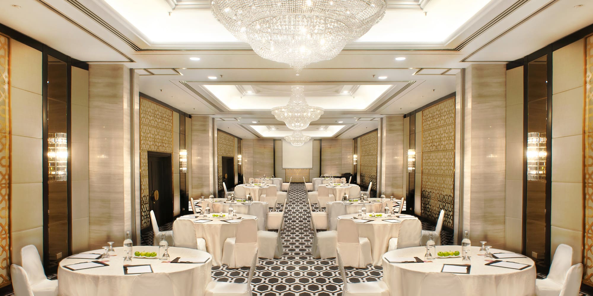 a room with tables and chairs