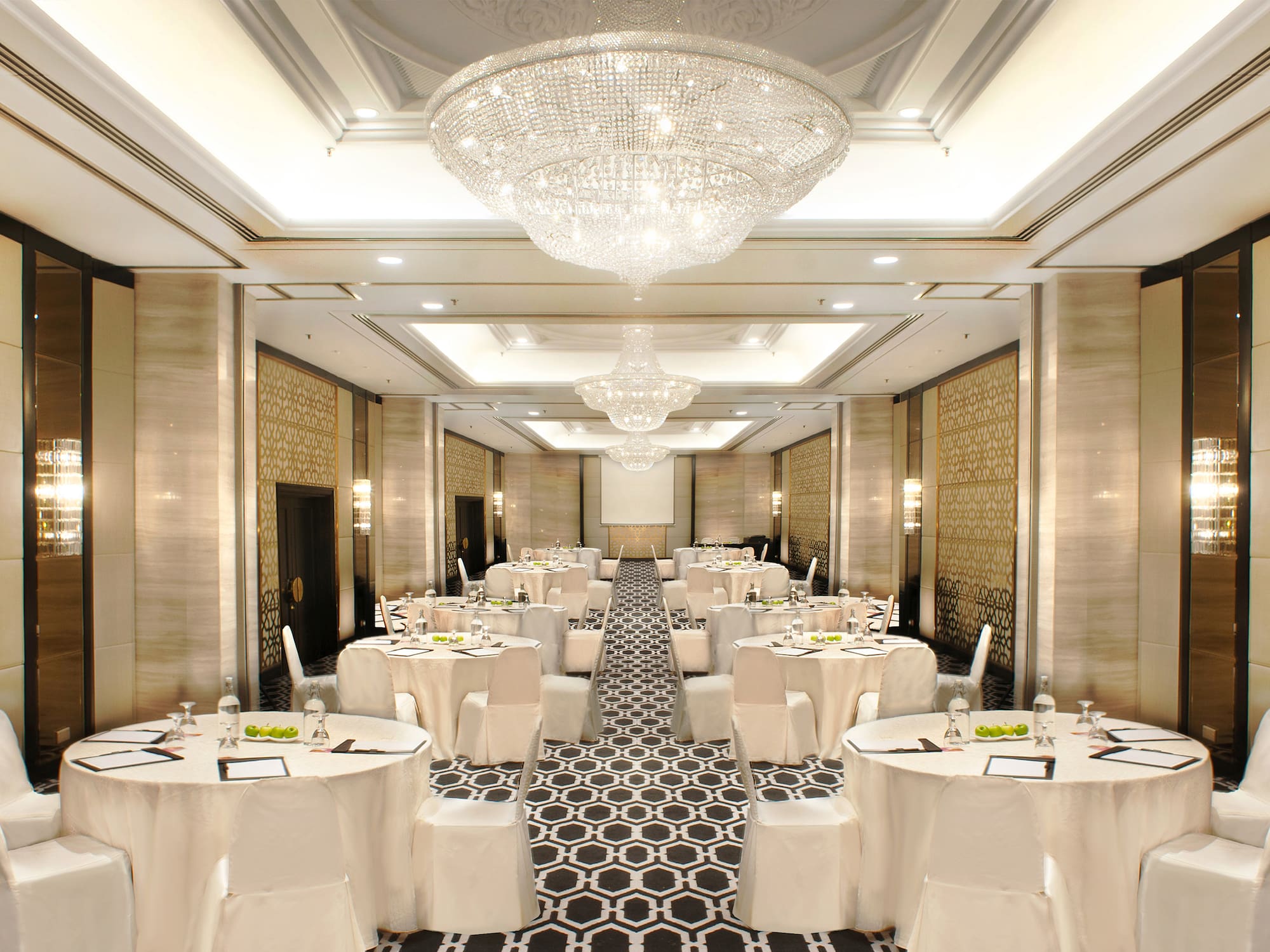 a room with tables and chairs