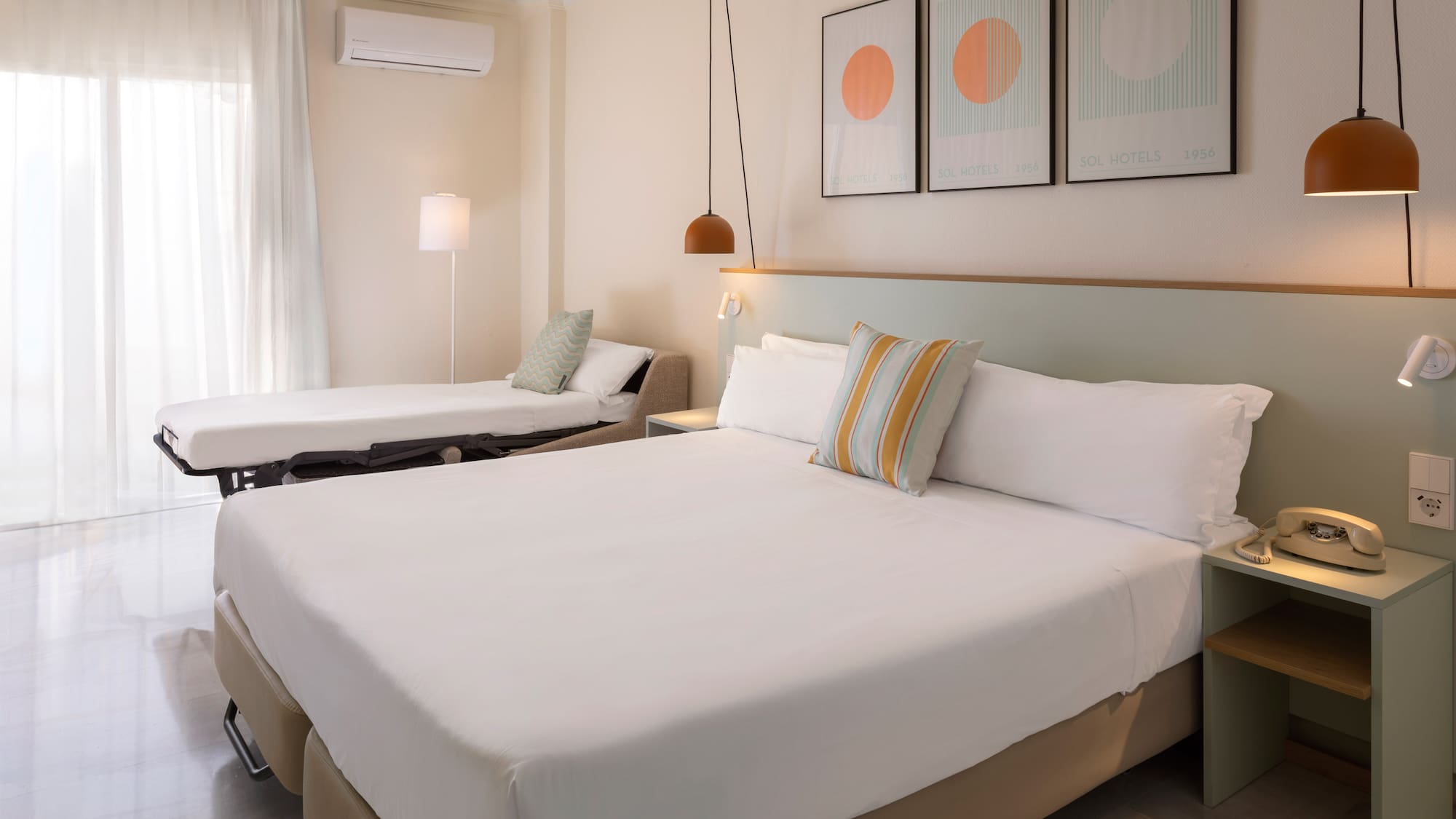 a room with two beds