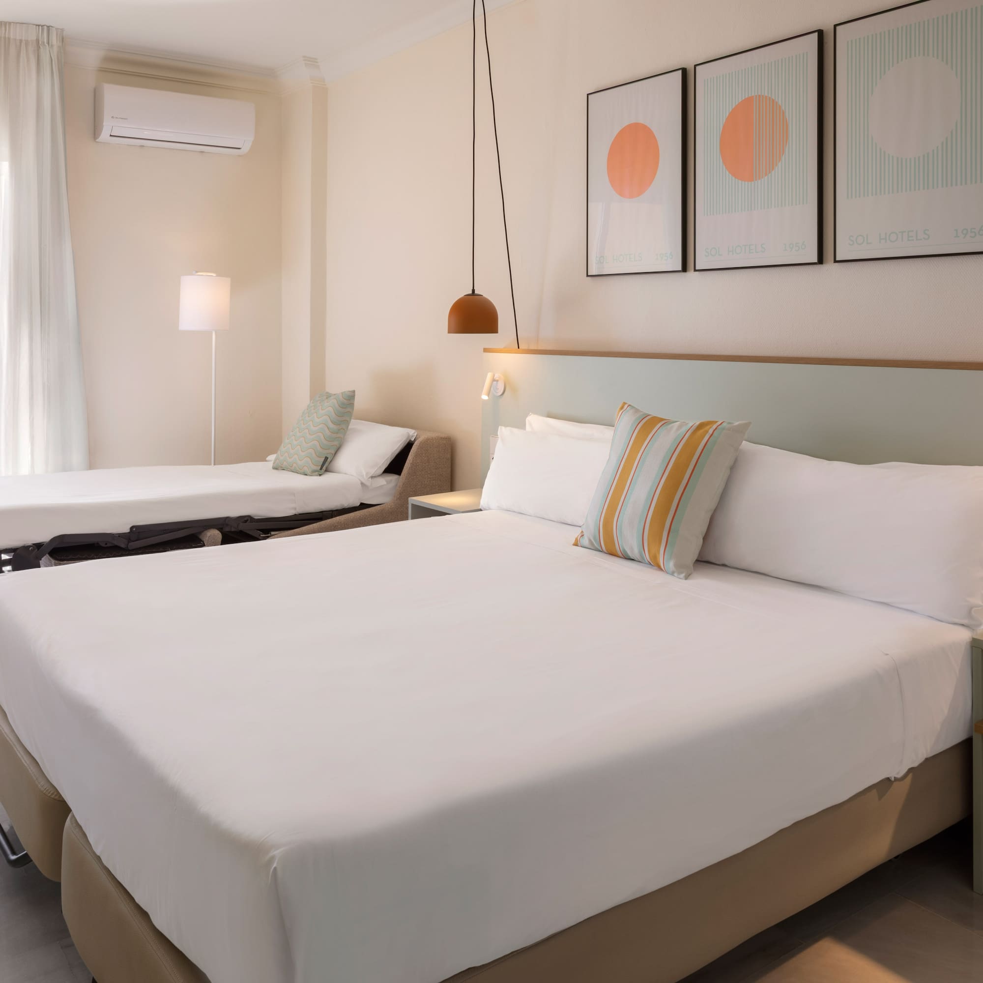 a room with two beds