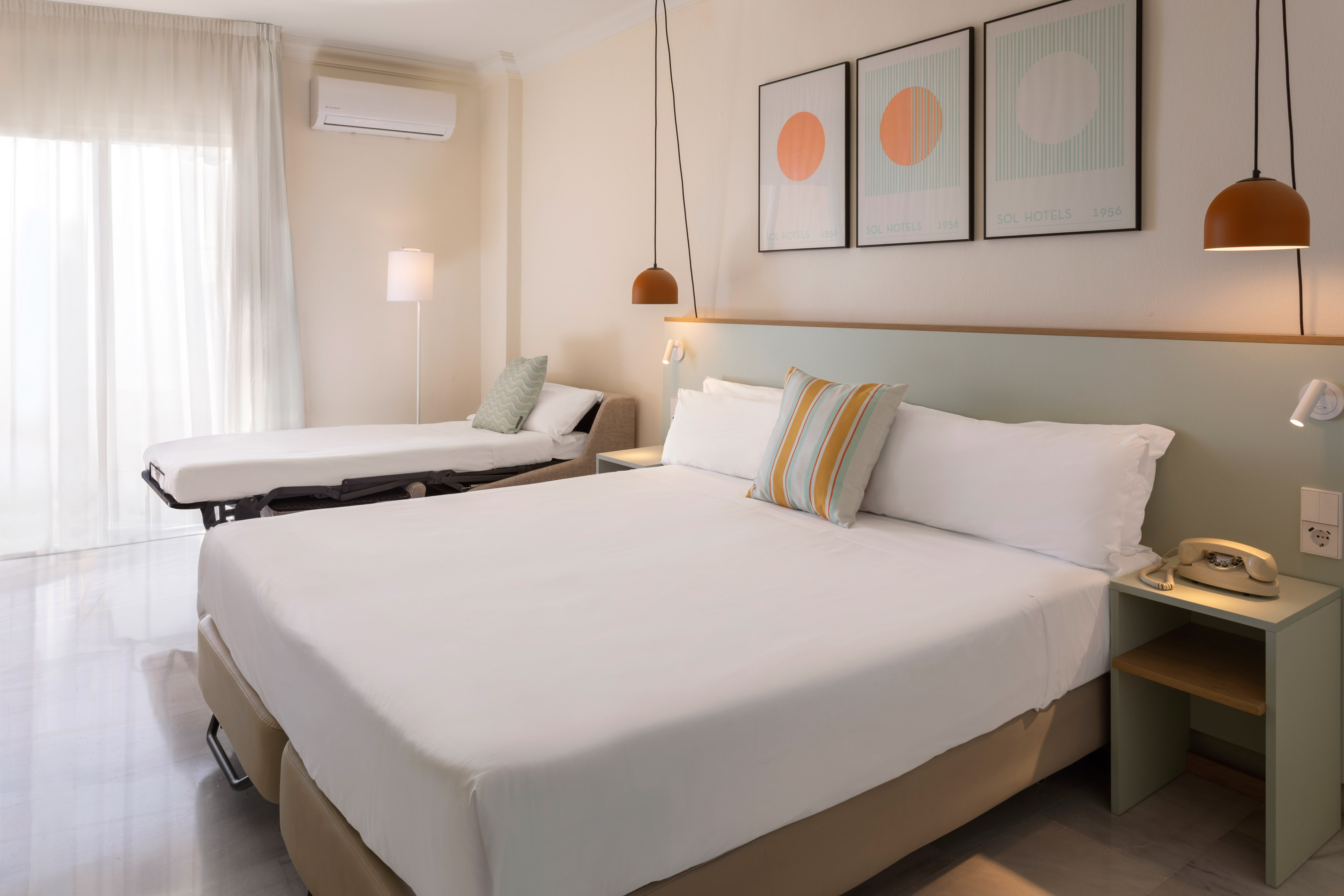 a room with two beds