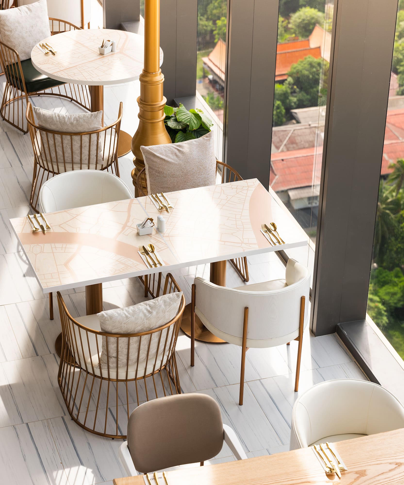 a view from above of a restaurant