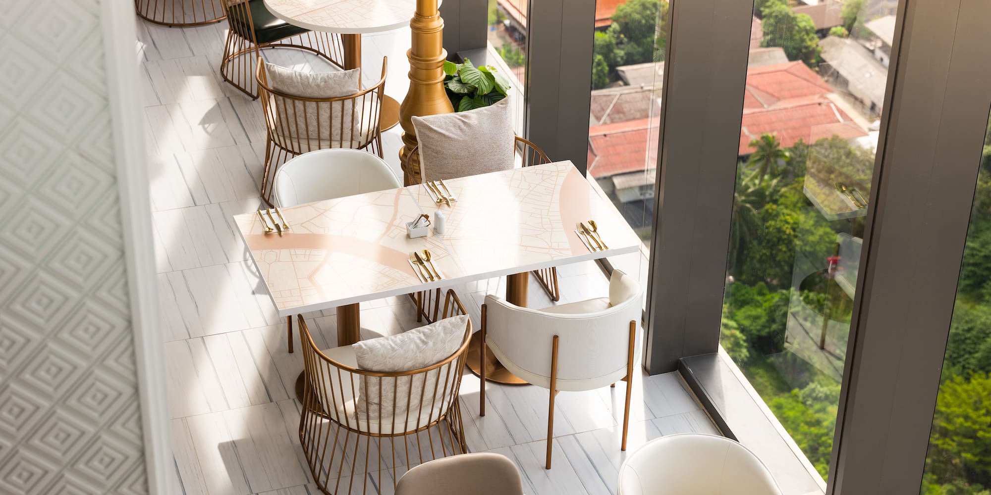 a view from above of a restaurant