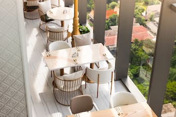 a view from above of a restaurant