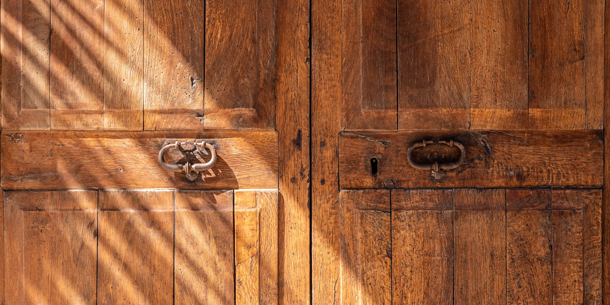 a wooden door with a lock