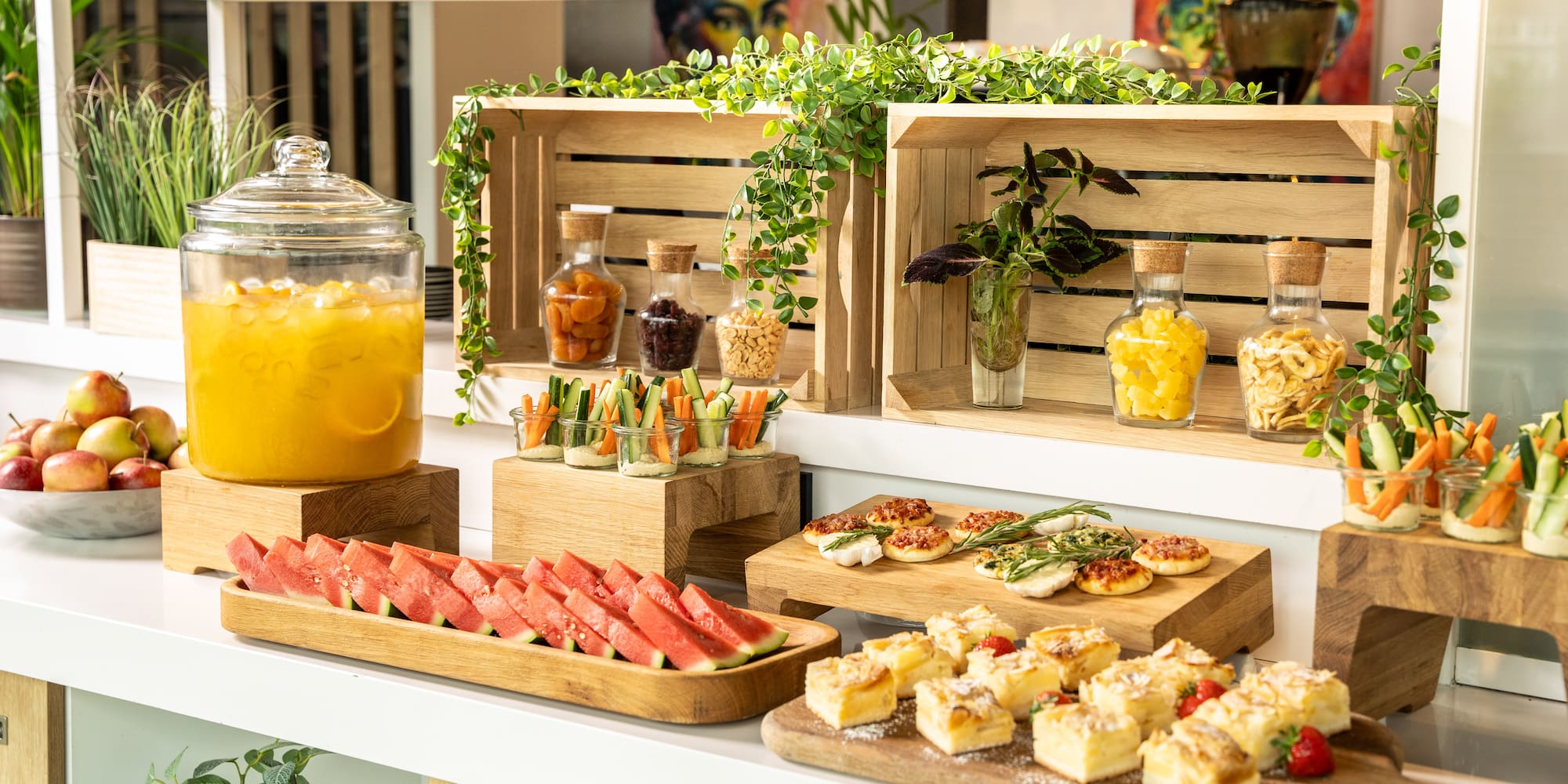 a table with food on it