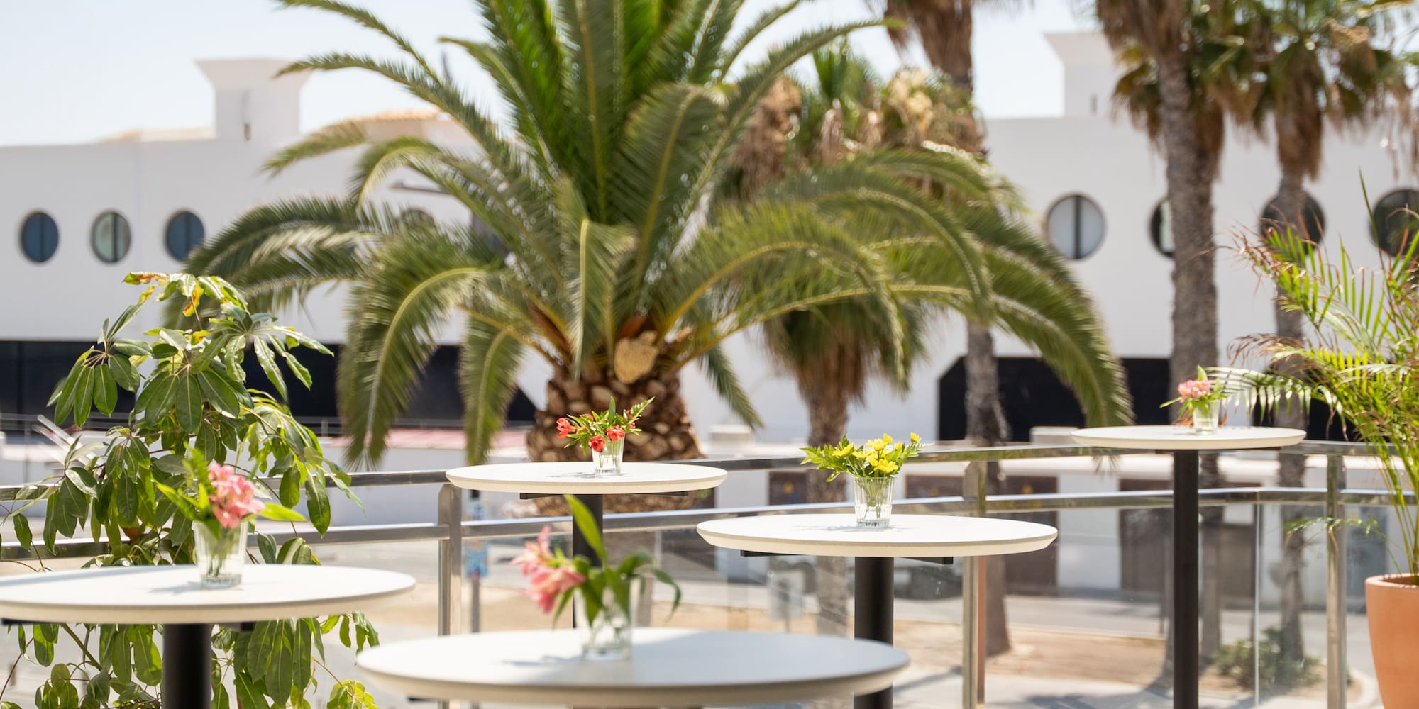 tables with flowers on it