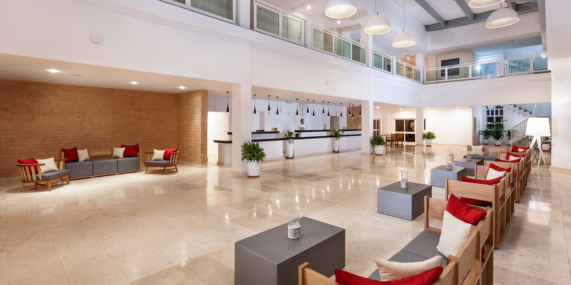 a large room with a large table and chairs