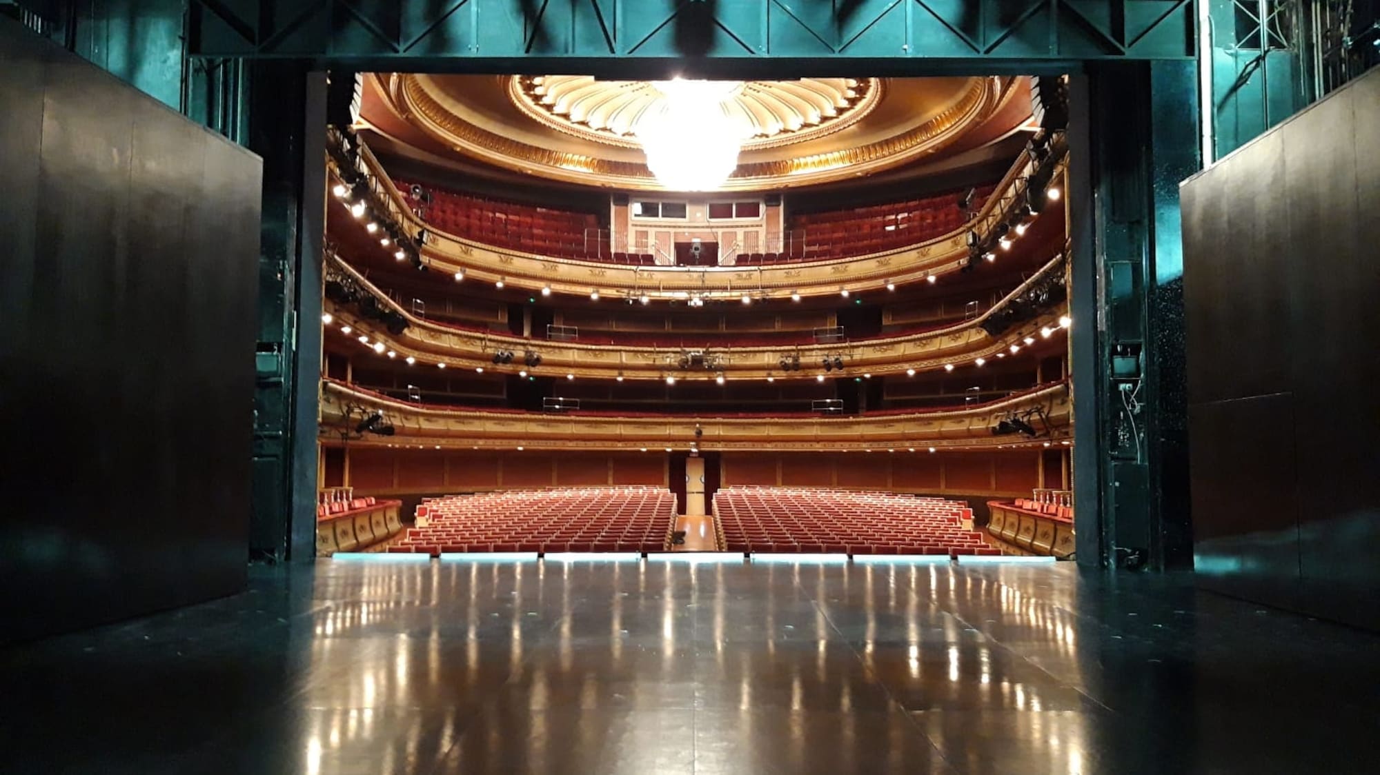a large theater with rows of seats
