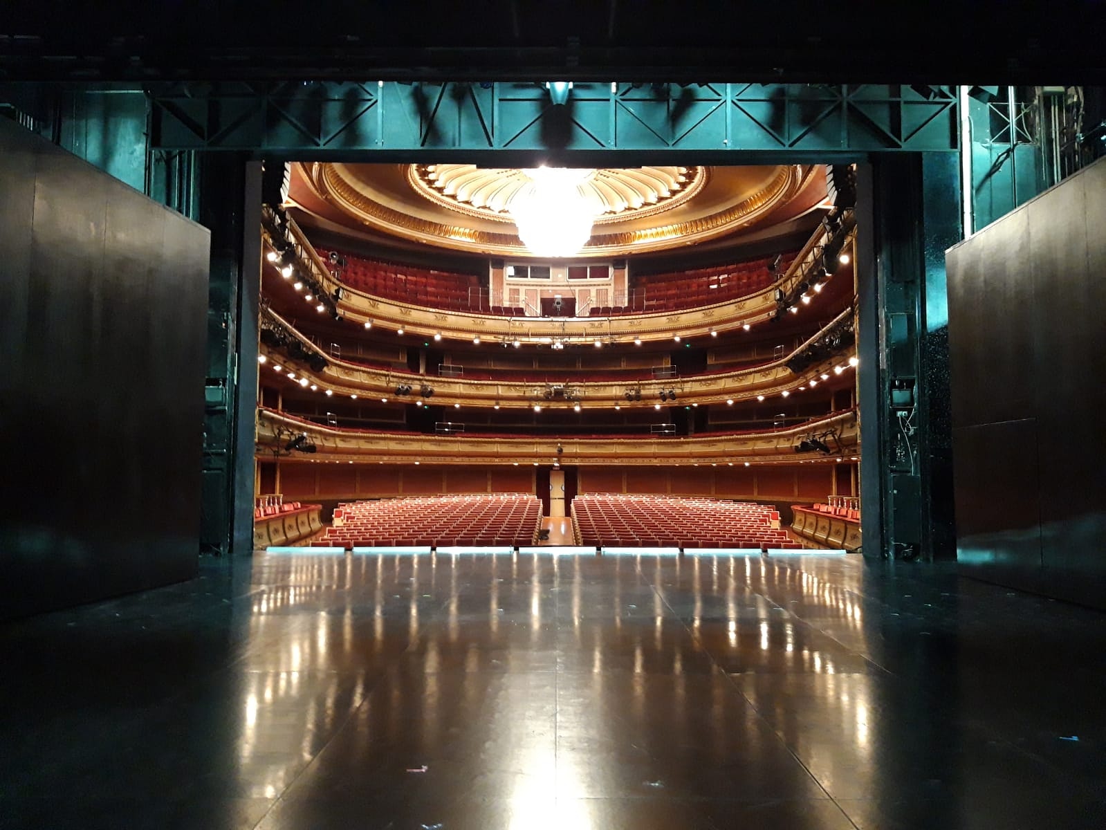a large theater with rows of seats