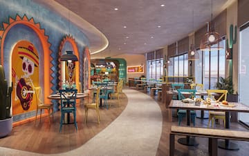 a restaurant with tables and chairs