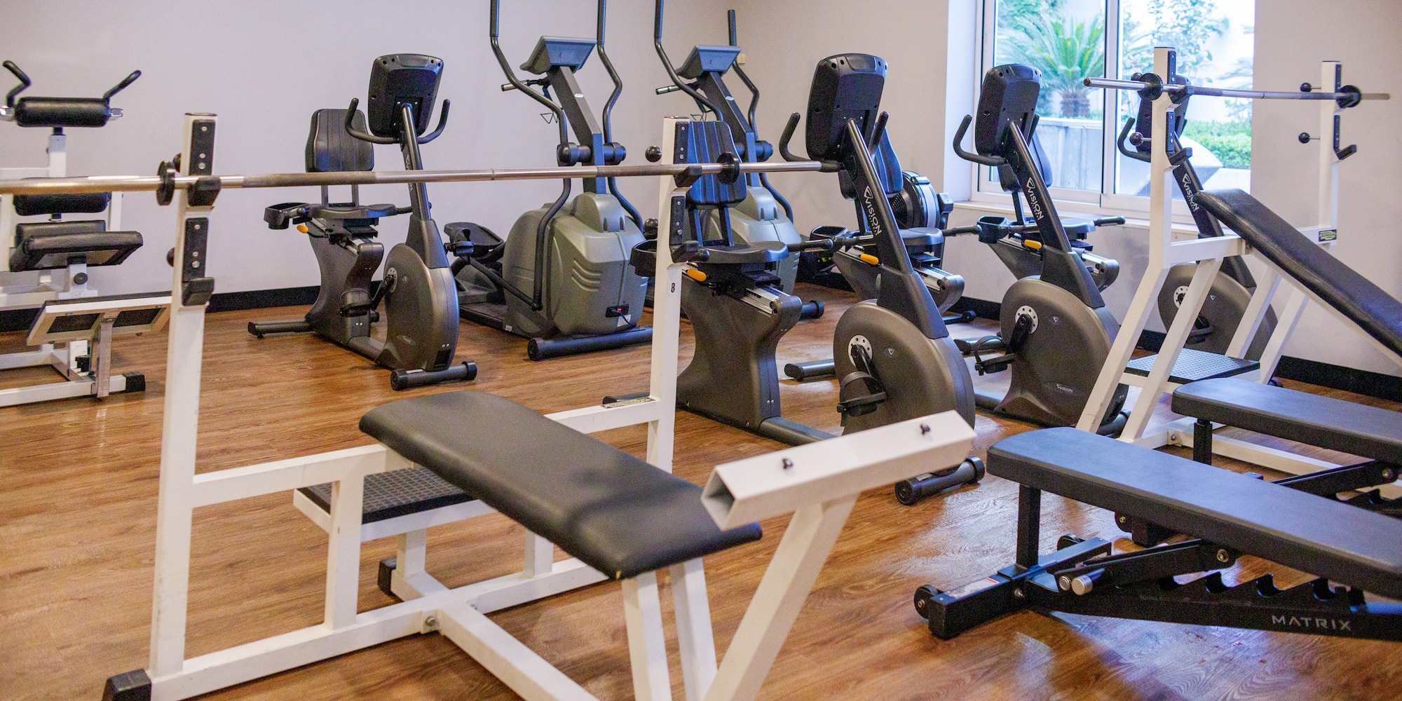 a room with exercise equipment