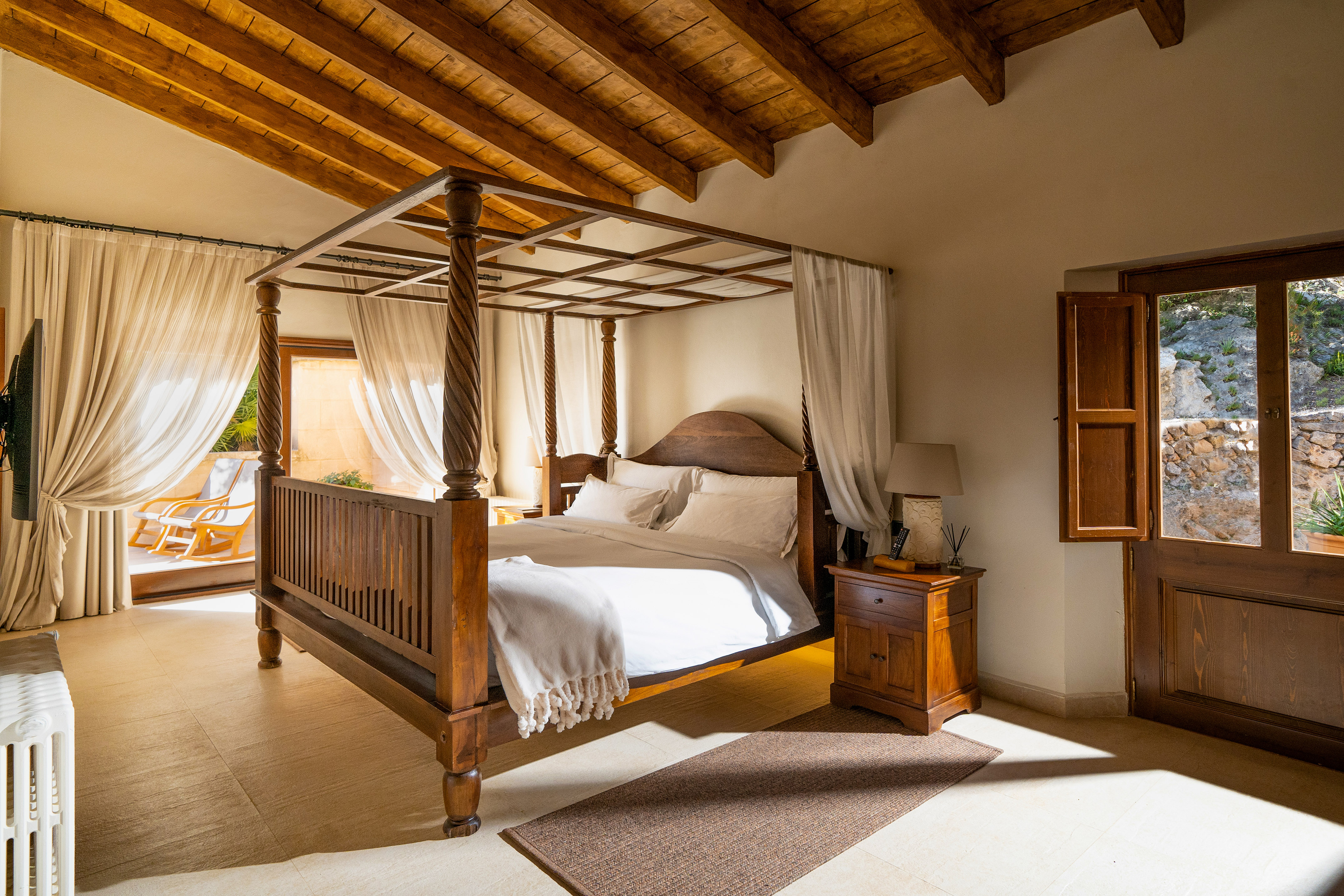 a bed in a room