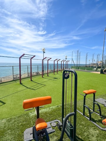a exercise equipment on a green field