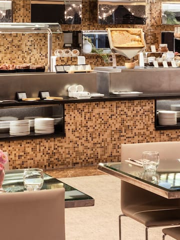 a restaurant with a variety of dishes