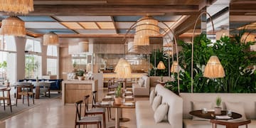 a room with tables and chairs