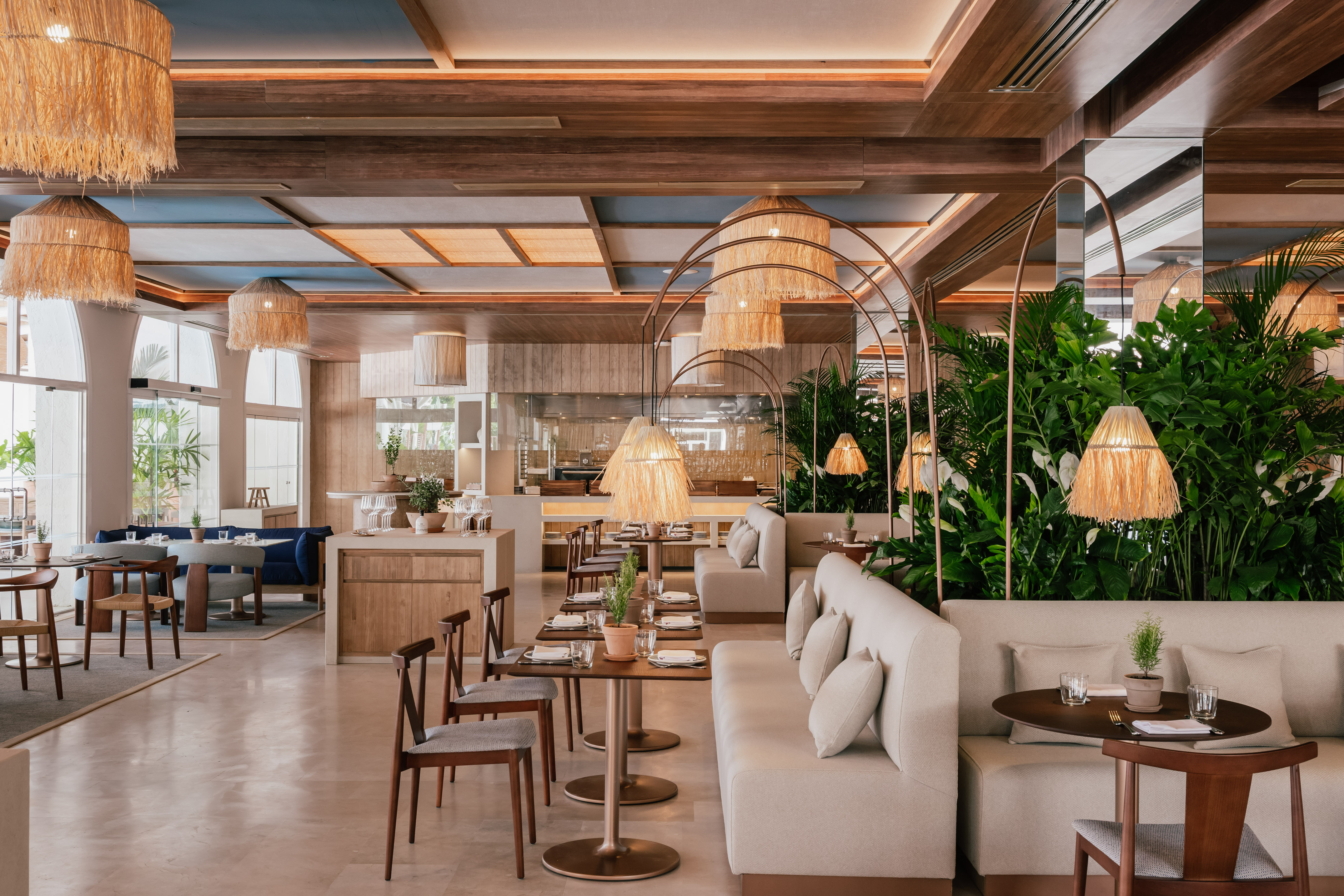 a room with tables and chairs