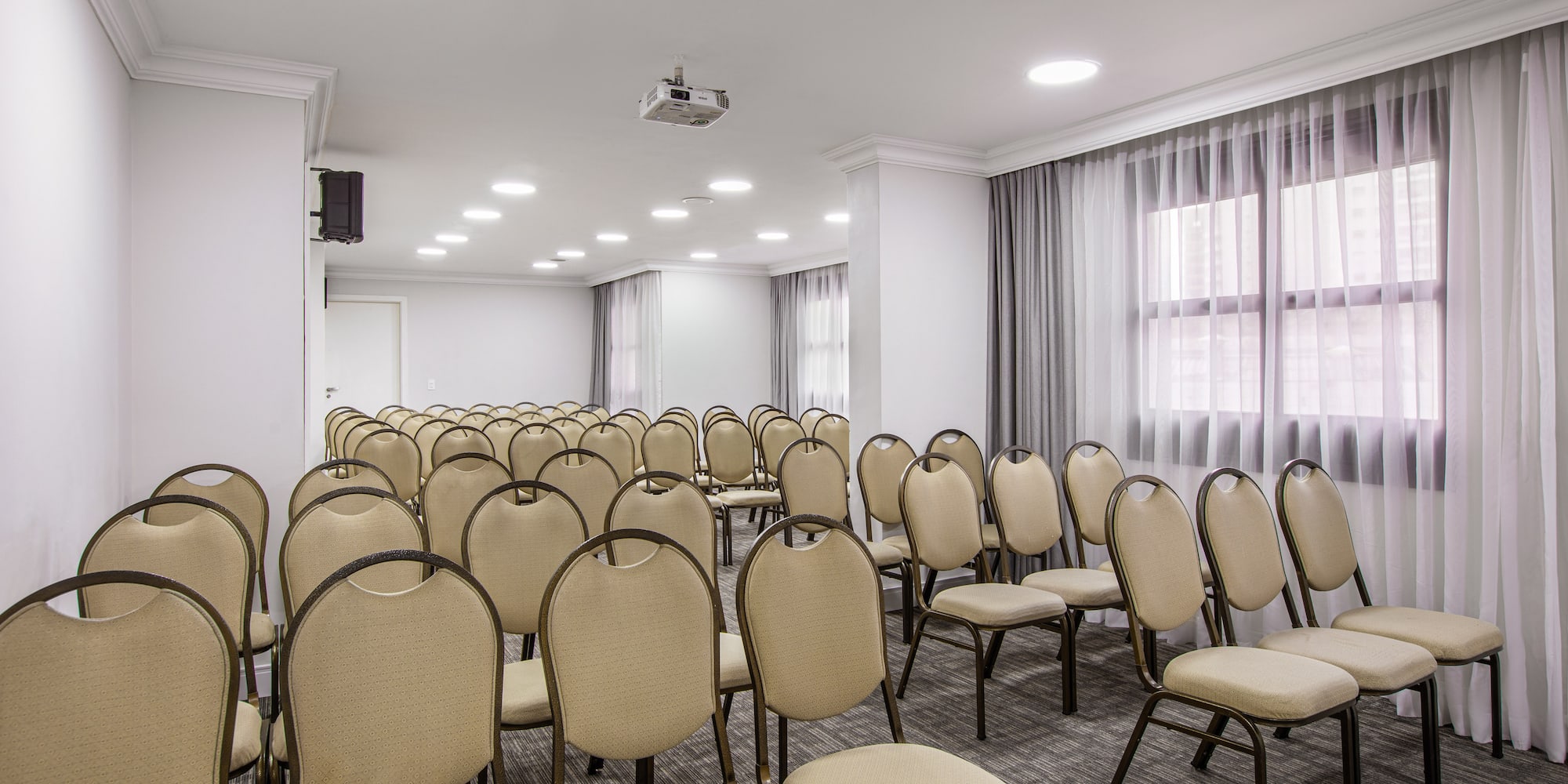 a room with many chairs