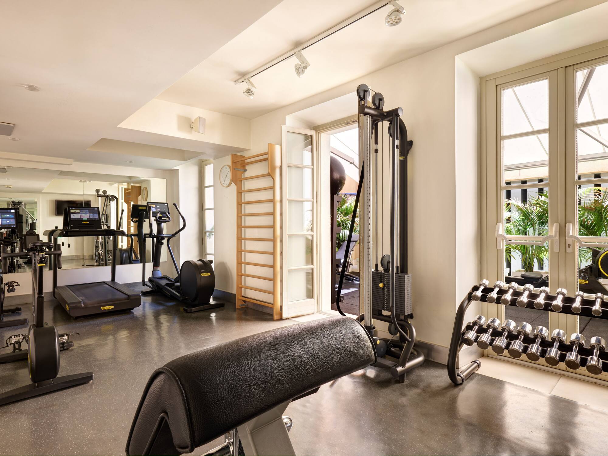a room with exercise equipment