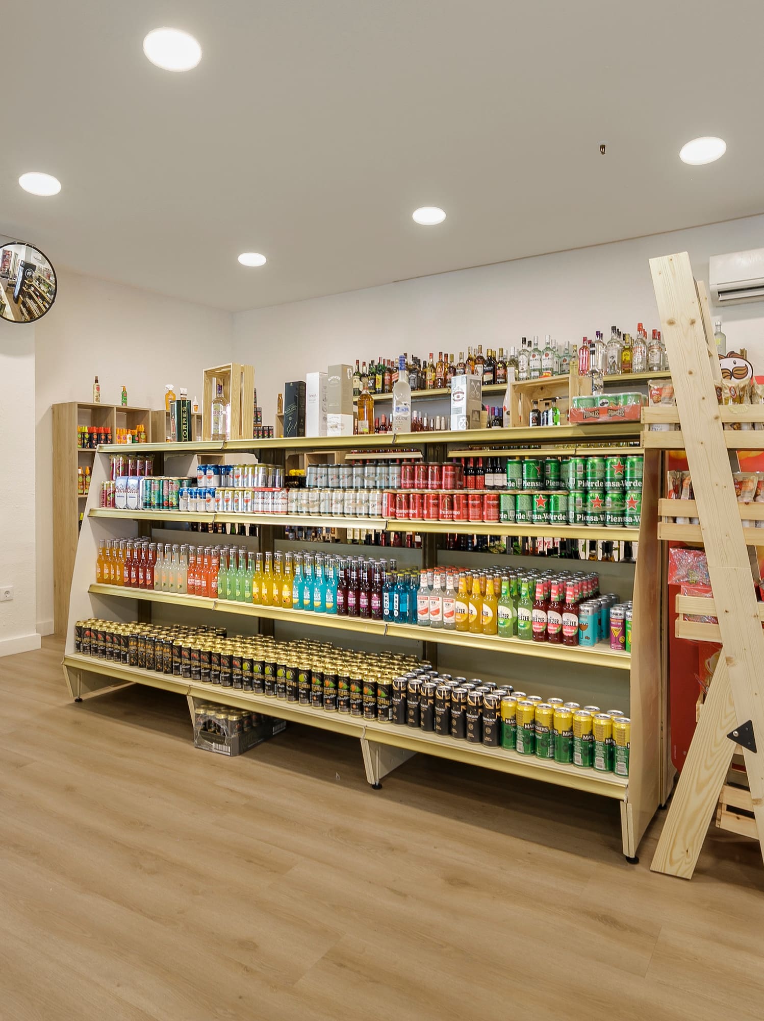 a store with shelves of beverages