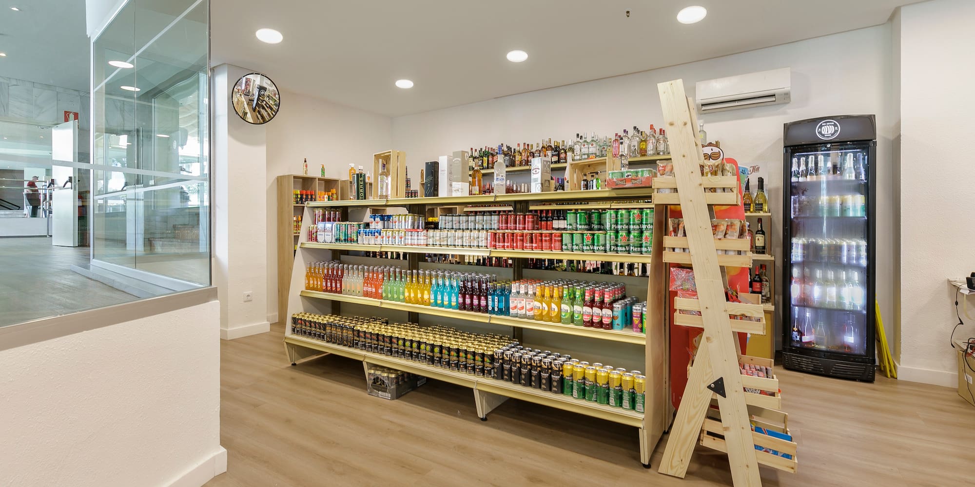 a store with shelves of beverages