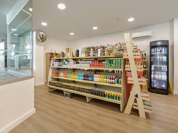a store with shelves of beverages
