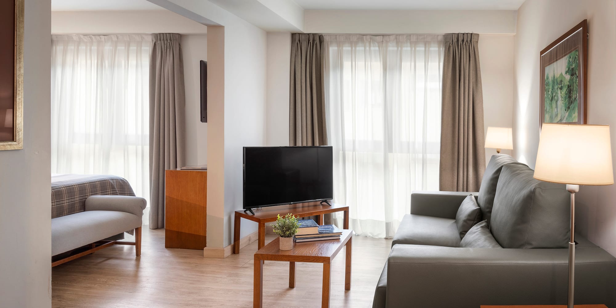 a living room with couches and a tv