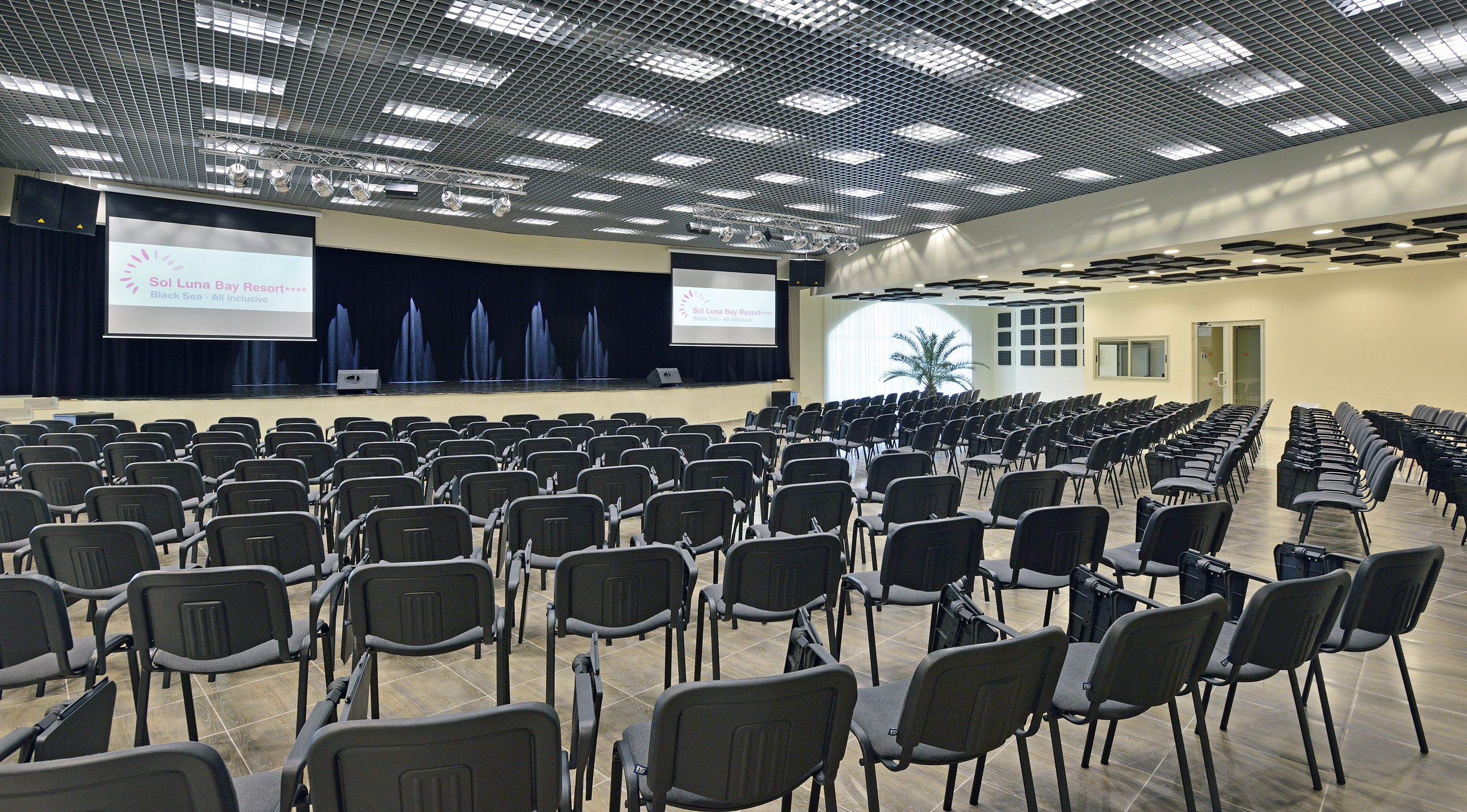 a room with many chairs