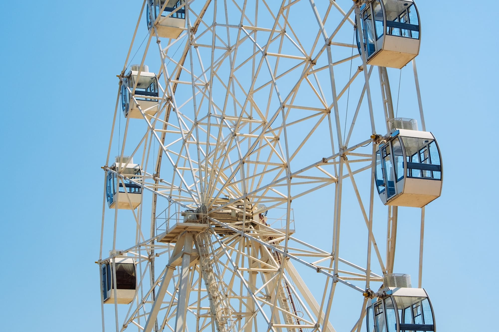 a ferris wheel with cabins