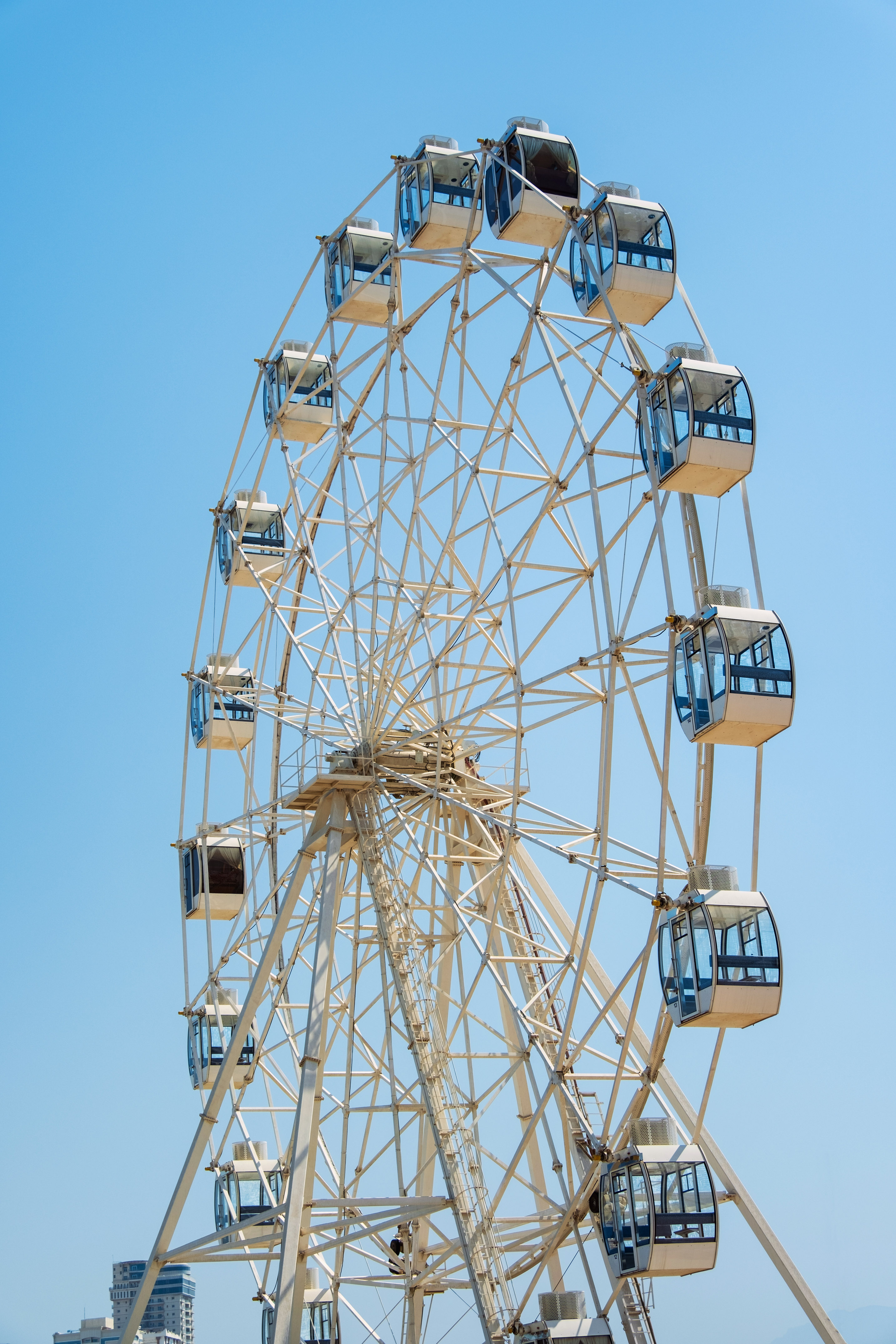 a ferris wheel with cabins