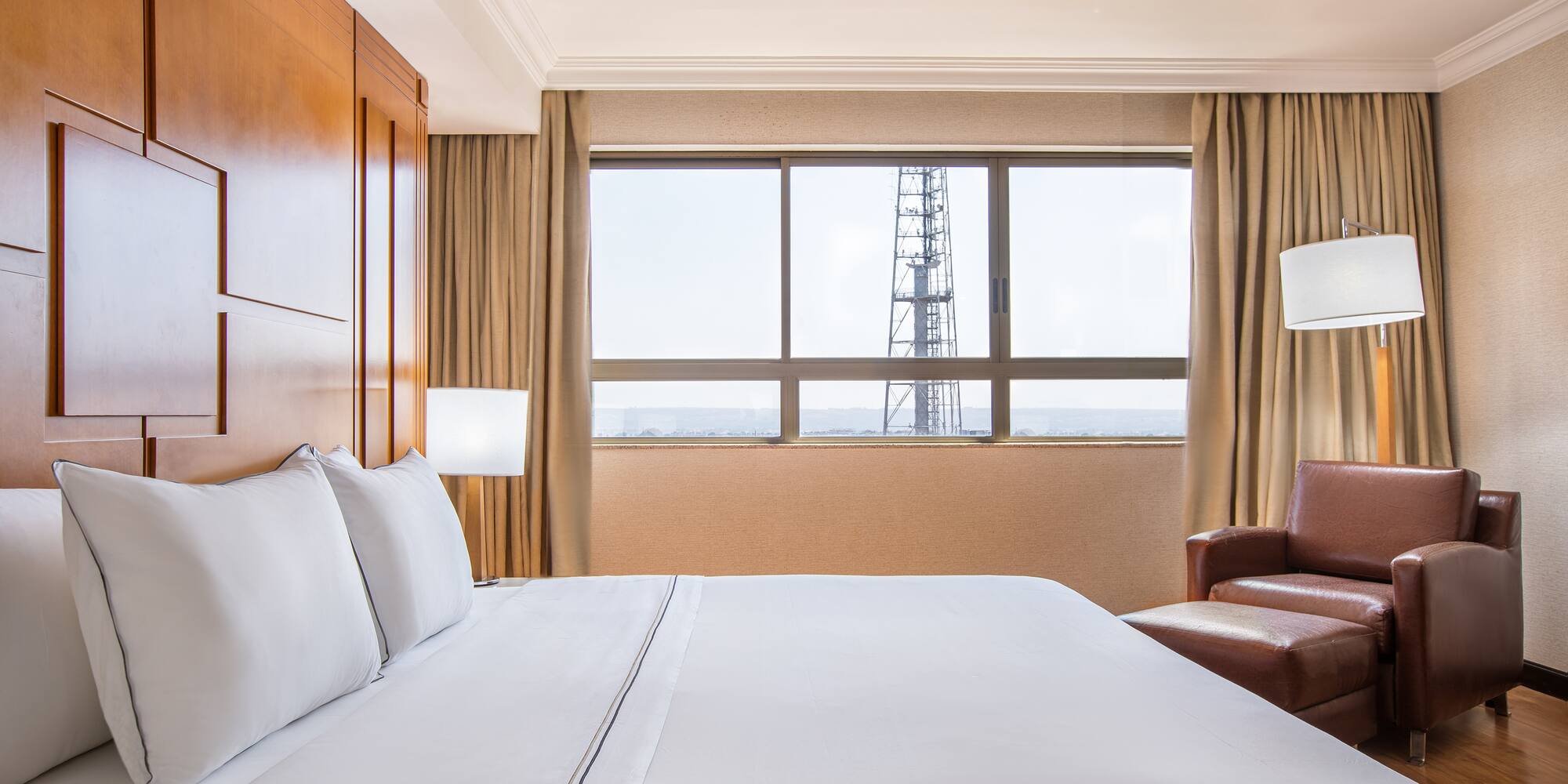 a bed in a hotel room