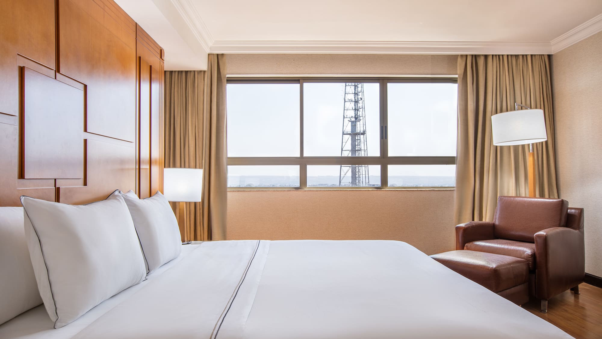 a bed in a hotel room