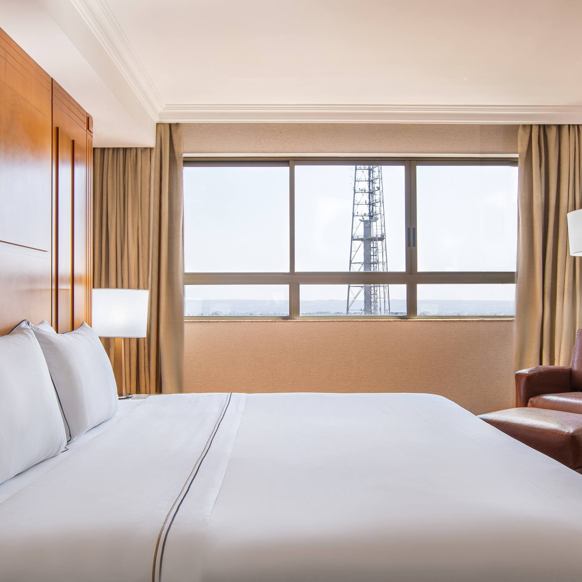 a bed in a hotel room