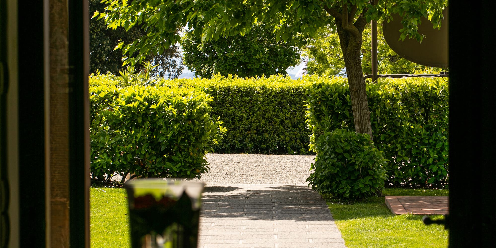 a glass of water on a table