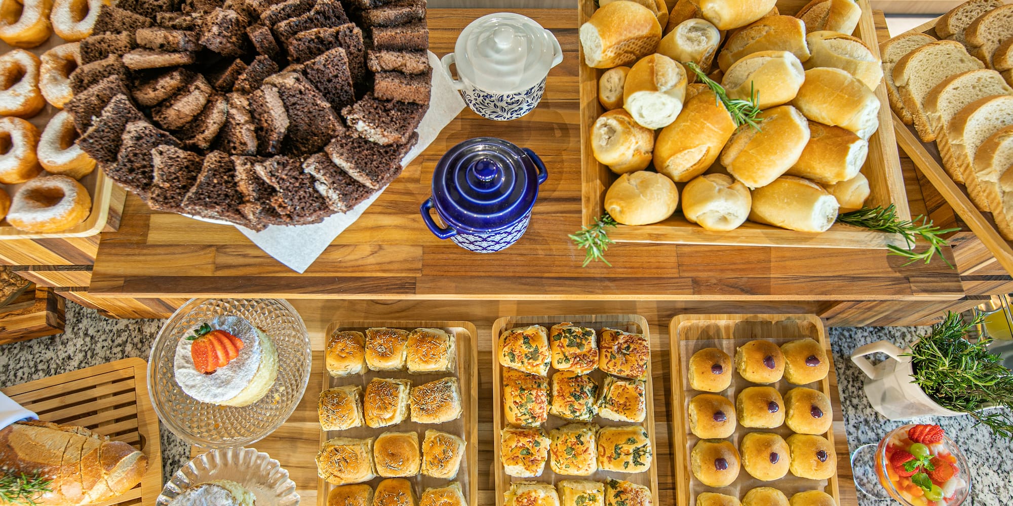 a table with different foods on it