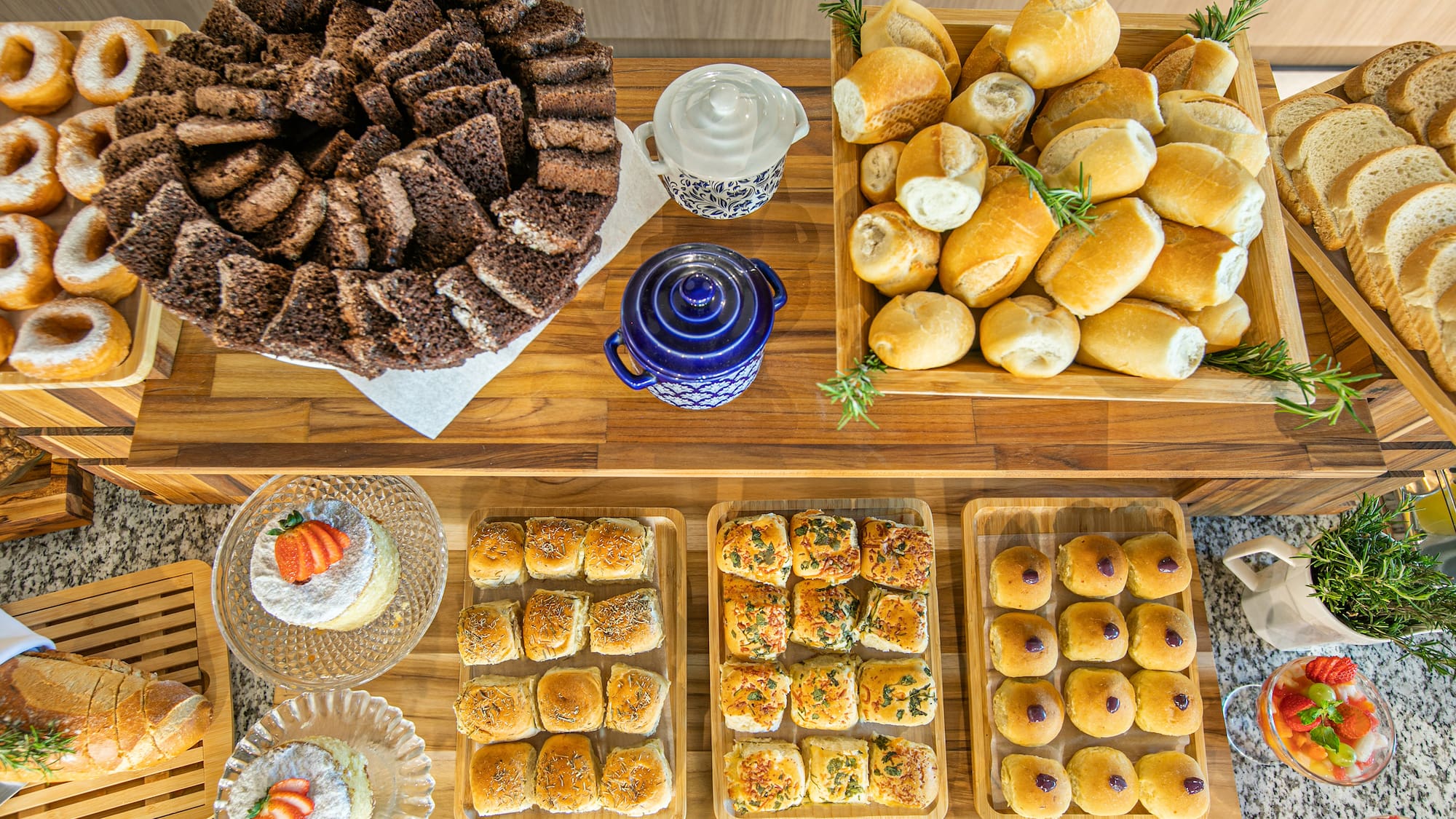 a table with different foods on it