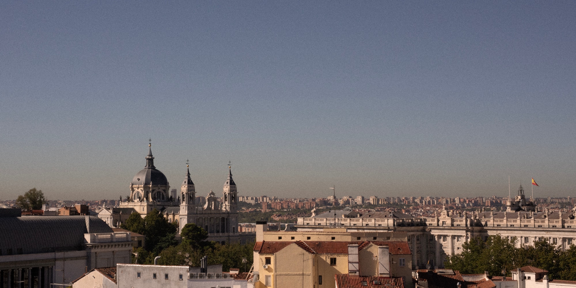 a city with a large building