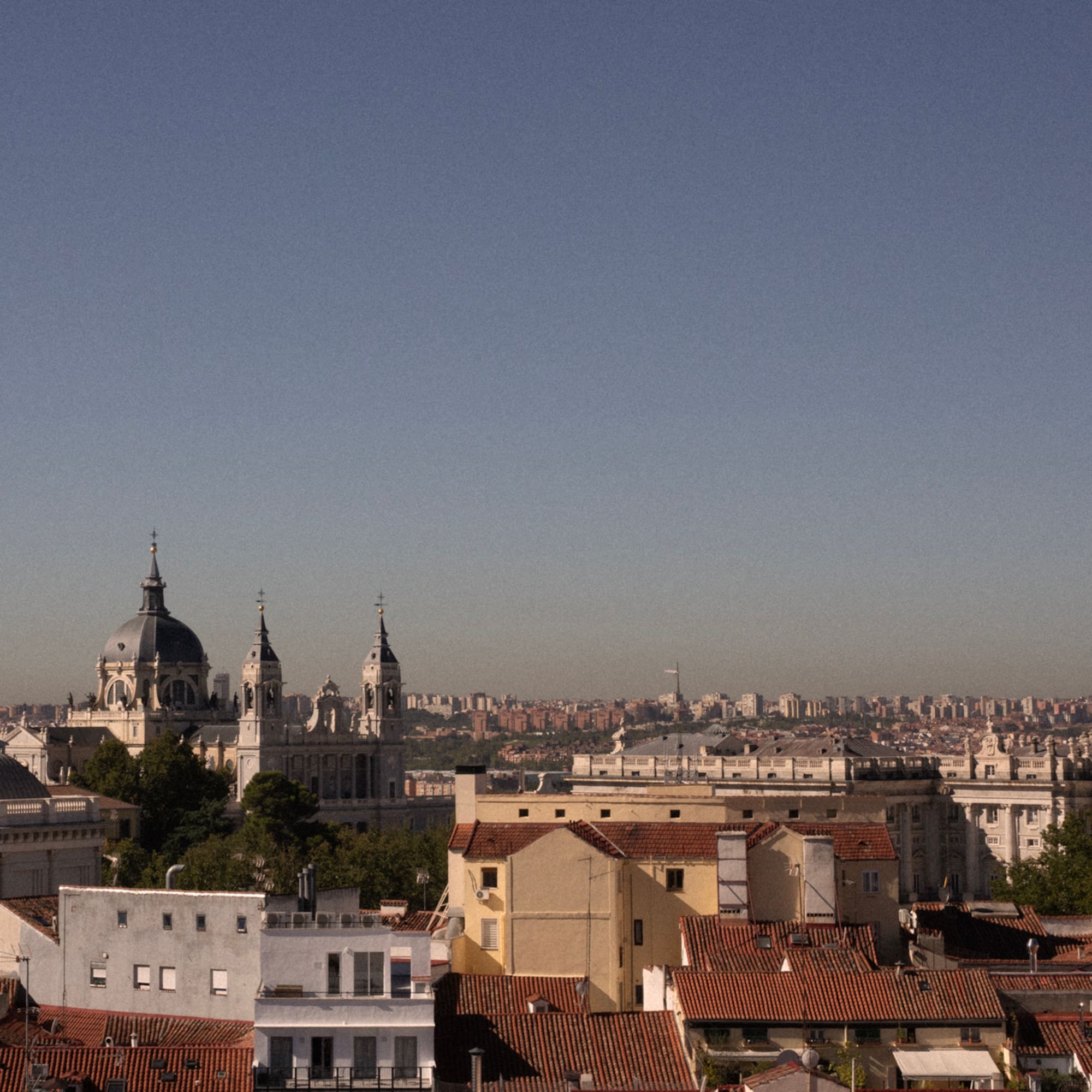 a city with a large building