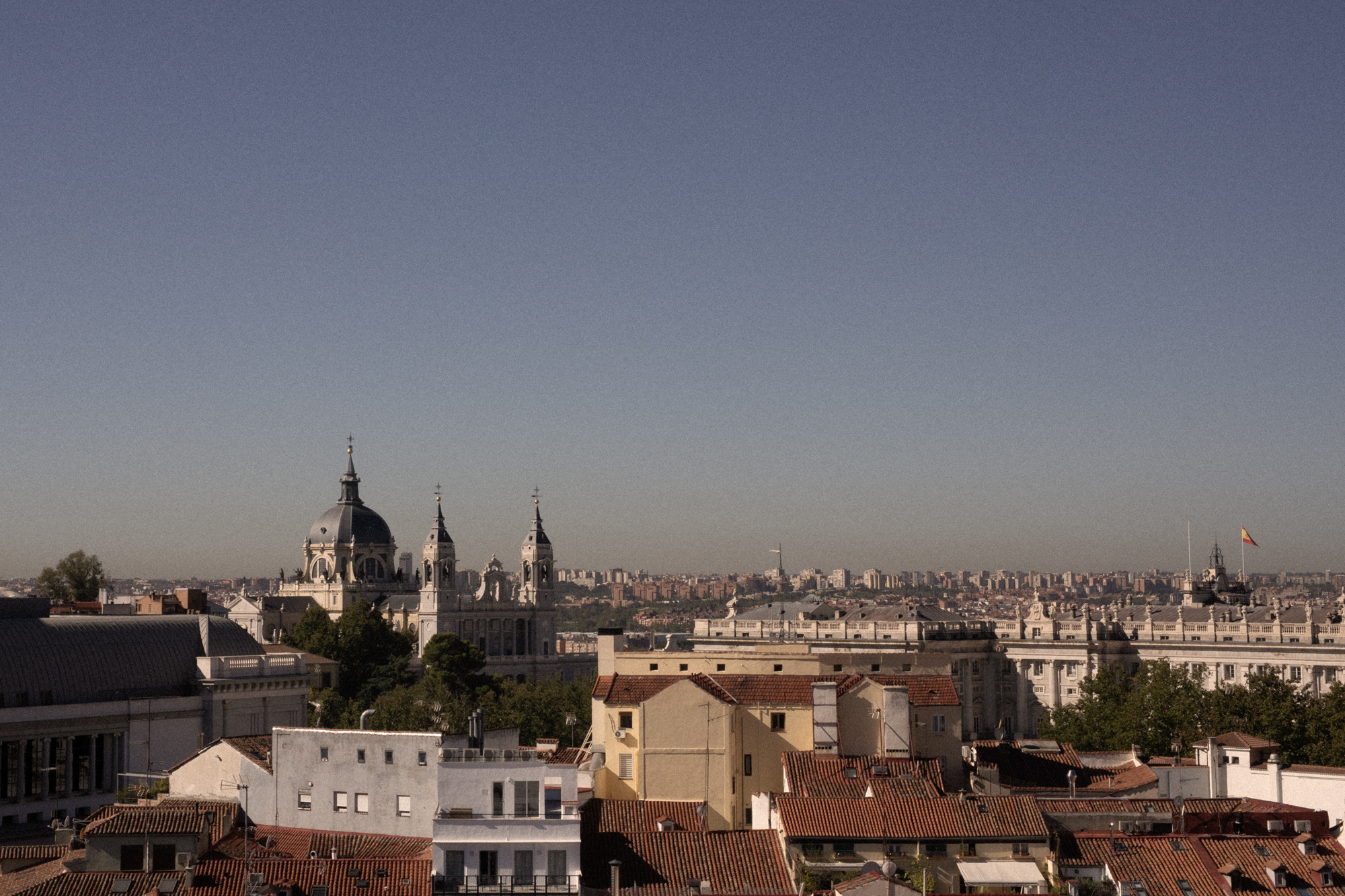 a city with a large building