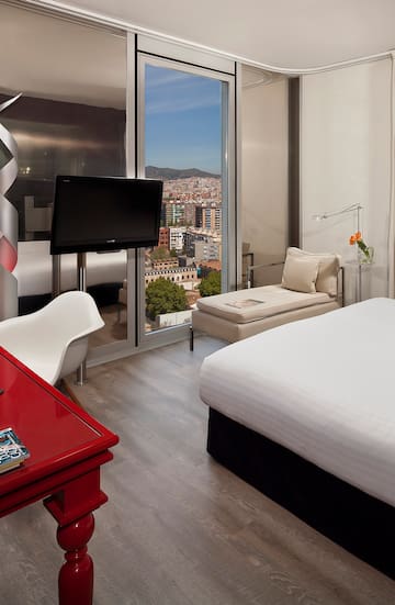 a room with a television and a table