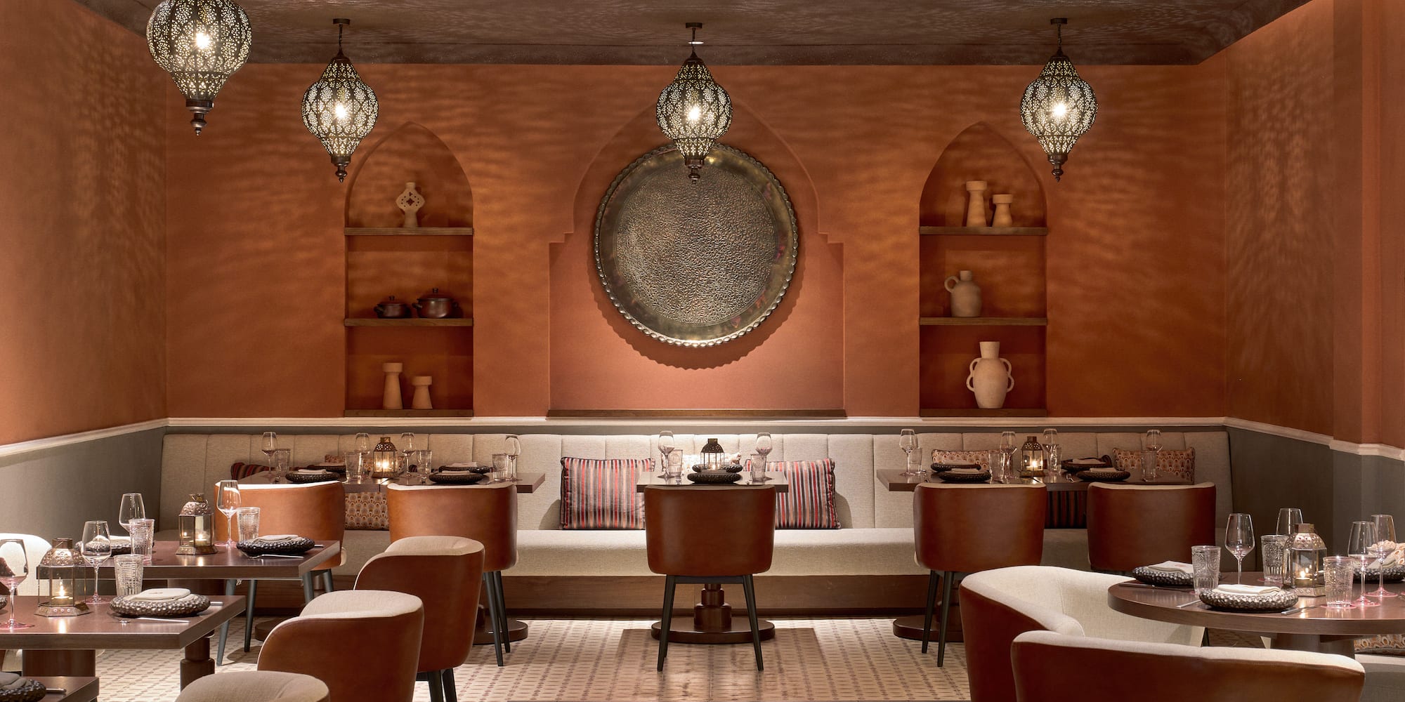 a room with tables and chairs