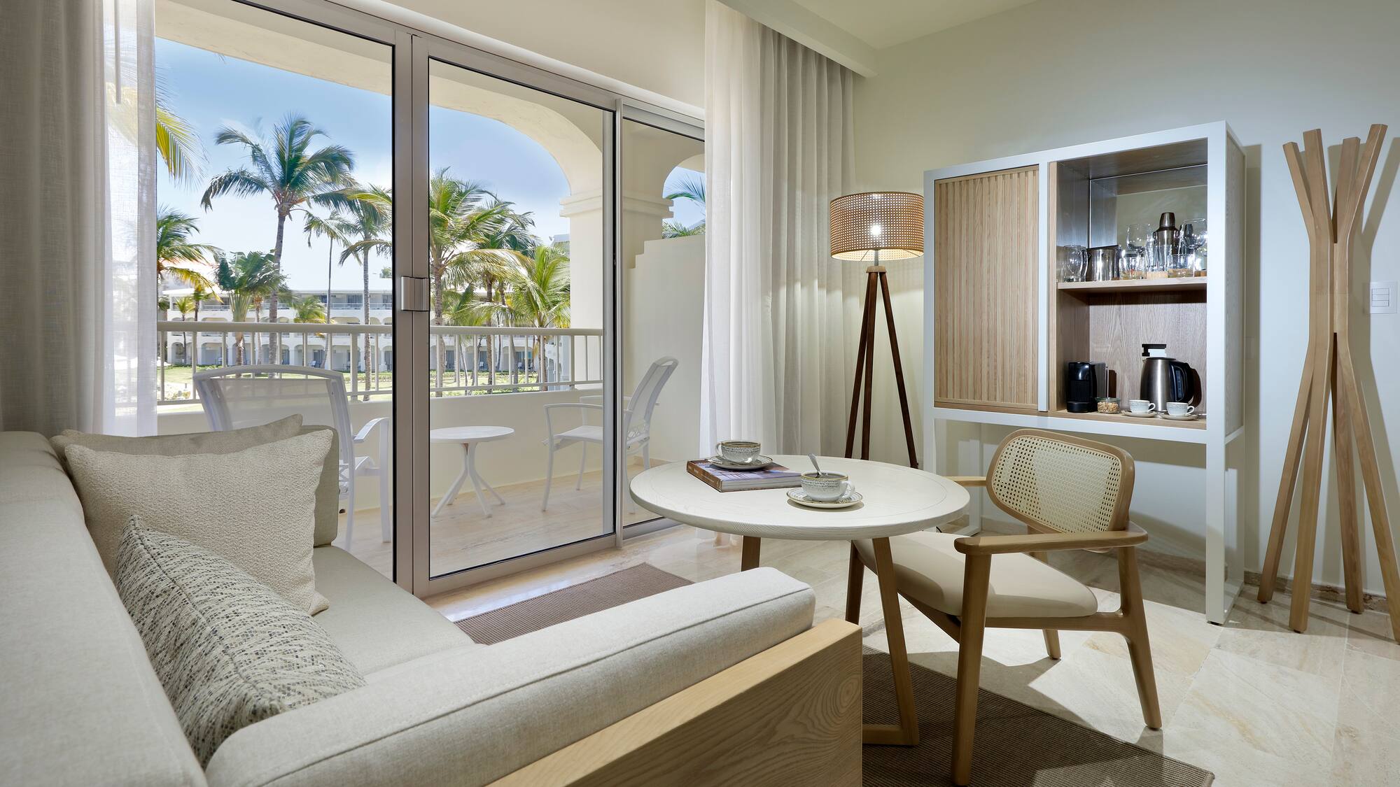 a living room with a couch and a table