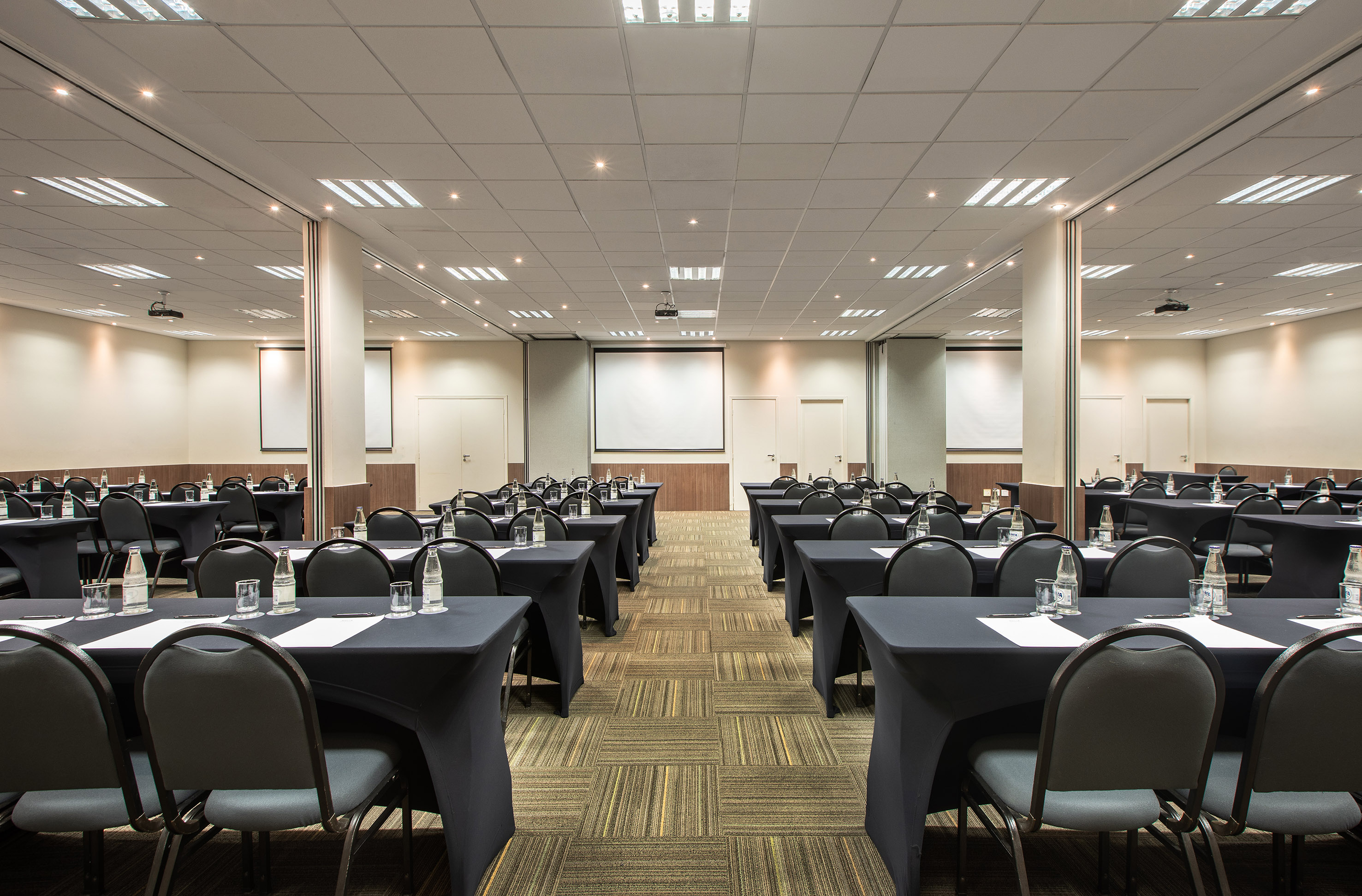 a room with tables and chairs