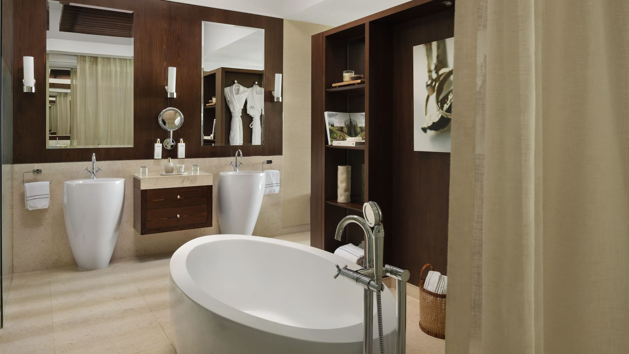 a bathroom with a tub and toilet