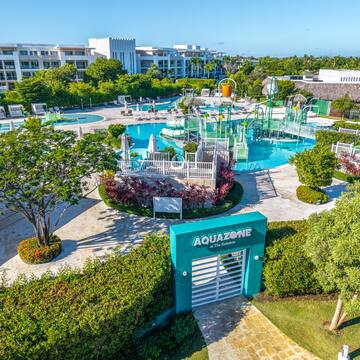a swimming pool and trees