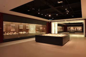 a room with a display of objects